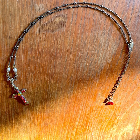 Gorgeous Ayala Bar (vintage 1990’s) Beaded Cross Chain❤️🧡 - Picture 2 of 6